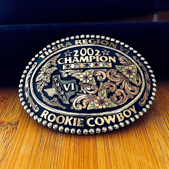 $1,128  2002 Estate Champion Cowboy Buckle  Sterling Silver & 10K Gold Filled - Picture 9 of 9